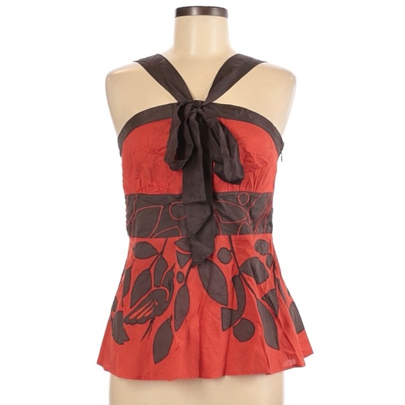 Anthropologie Tops - Anthropologie Floreat Secret Oriole Bird Appliqué Tank Top Silk Trim 6
